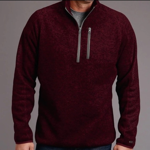 Stetson Other - Stetson Men's Burgundy Rugged 1/4 Zip Sweater, 2XL